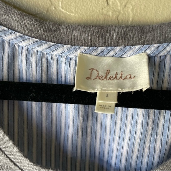 Anthropologie Deletta Callisto Grey Striped Tee - Picture 4 of 5